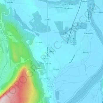 Mapa topográfico Chêne, altitud, relieve