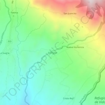Mapa topográfico Santiago, altitud, relieve
