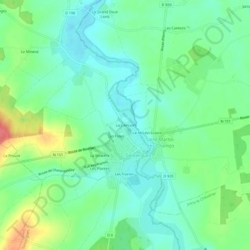 Mapa topográfico La Camuse, altitud, relieve
