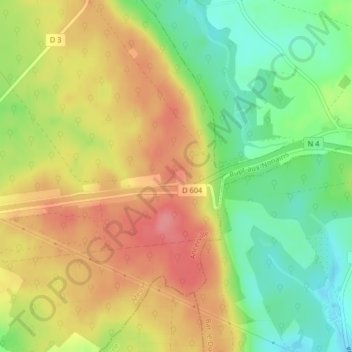 Mapa topográfico Les Terres de la Route, altitud, relieve