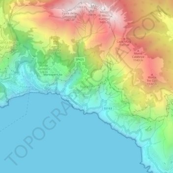 Mapa topográfico Nocelle, altitud, relieve