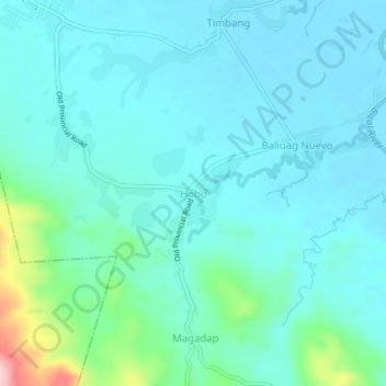 Mapa topográfico Hobo, altitud, relieve