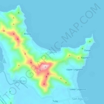 Mapa topográfico Ogpao, altitud, relieve