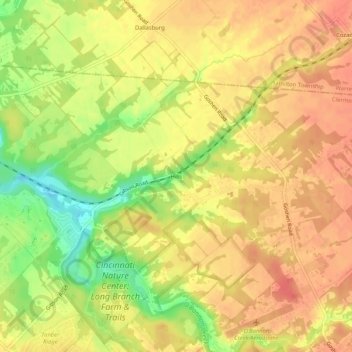 Mapa topográfico Hills, altitud, relieve