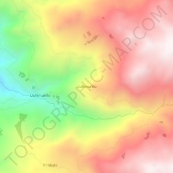 Mapa topográfico Llullimunllo, altitud, relieve