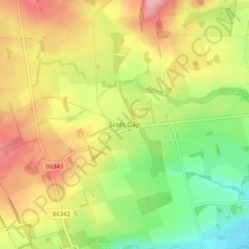Mapa topográfico Scots Gap, altitud, relieve