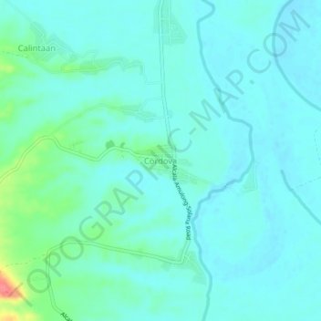 Mapa topográfico Cordova, altitud, relieve