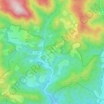 Mapa topográfico Igoa, altitud, relieve