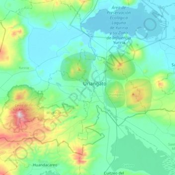 Mapa topográfico Moroleón, altitud, relieve