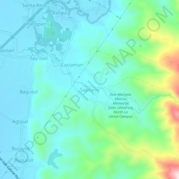 Mapa topográfico Sapilang, altitud, relieve