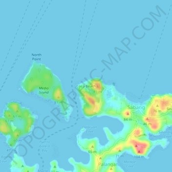 Mapa topográfico Coco Beach, altitud, relieve