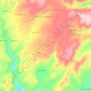 Mapa topográfico Az Zahar, altitud, relieve