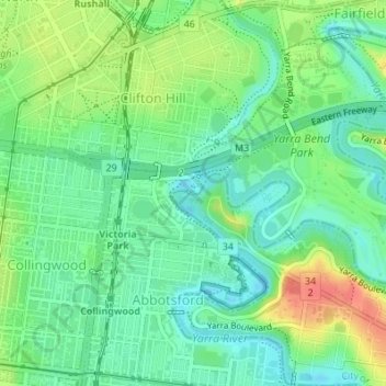 Mapa topográfico Dights Falls, altitud, relieve