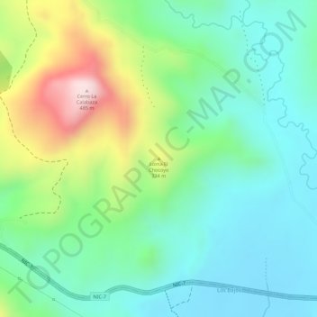 Mapa topográfico Loma El Chocoyo, altitud, relieve