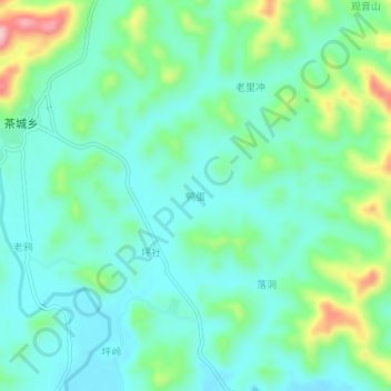 Mapa topográfico Yadan, altitud, relieve