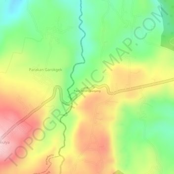 Mapa topográfico Pasir Serangpanjang, altitud, relieve