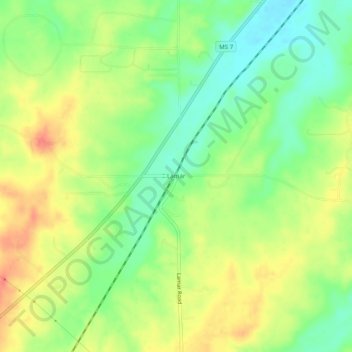 Mapa topográfico Lamar, altitud, relieve
