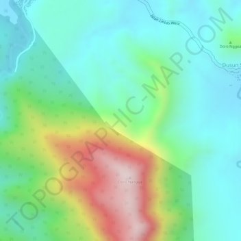 Mapa topográfico Kecamatan Wera, altitud, relieve