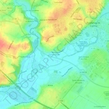 Mapa topográfico Le Gros Noyer, altitud, relieve