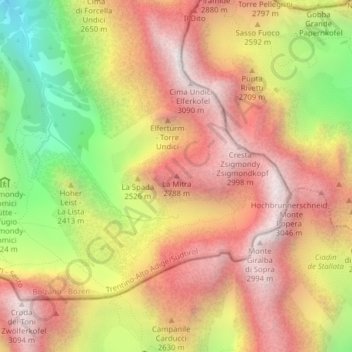 Mapa topográfico La Mitra, altitud, relieve