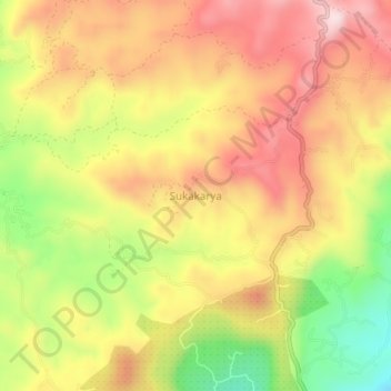 Mapa topográfico Sukakarya, altitud, relieve