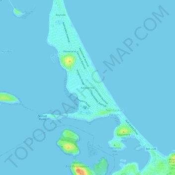 Mapa topográfico Kenberma, altitud, relieve