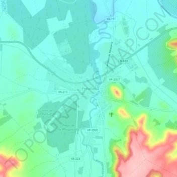 Mapa topográfico Peñafiel, altitud, relieve