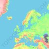 Mapa topográfico Europa, altitud, relieve