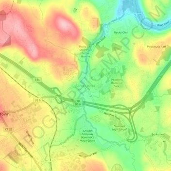 Mapa topográfico Sandy Hook, altitud, relieve