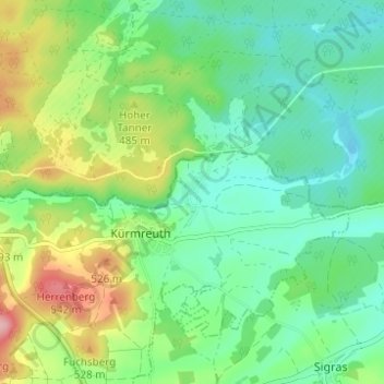 Mapa topográfico Hannesreuth, altitud, relieve
