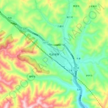 Mapa topográfico Hadapu, altitud, relieve