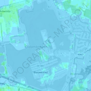 Mapa topográfico Meerland, altitud, relieve