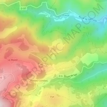 Mapa topográfico Grand Parc, altitud, relieve