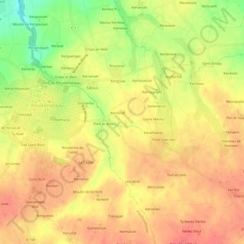 Mapa topográfico Strejou, altitud, relieve