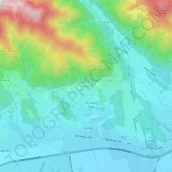 Mapa topográfico Schönberg, altitud, relieve