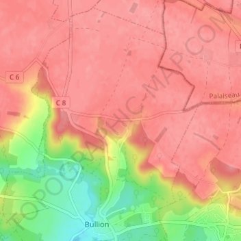 Mapa topográfico Longchène, altitud, relieve