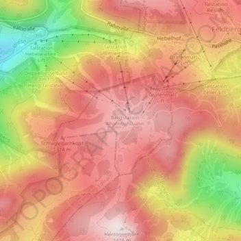 Mapa topográfico Grafenmatt, altitud, relieve