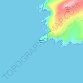 Mapa topográfico Mizen Head, altitud, relieve