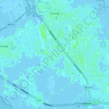 Mapa topográfico Sumarreheide, altitud, relieve