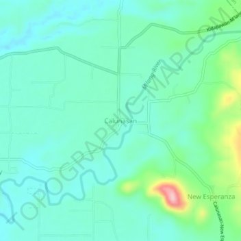 Mapa topográfico Calunasan, altitud, relieve