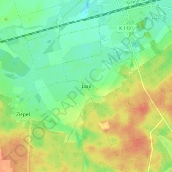 Mapa topográfico Ipse, altitud, relieve