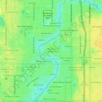 Mapa topográfico Cartertown, altitud, relieve