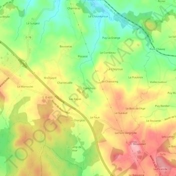 Mapa topográfico L'Etanchou, altitud, relieve