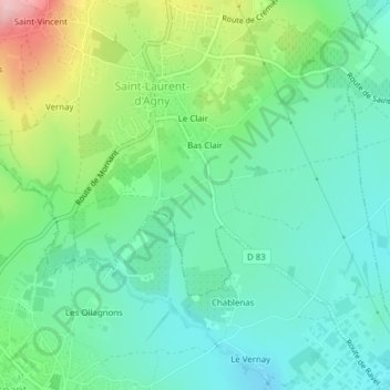 Mapa topográfico Debarde, altitud, relieve