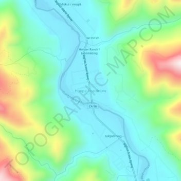 Mapa topográfico Hoopa, altitud, relieve