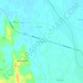Mapa topográfico Balaoang, altitud, relieve