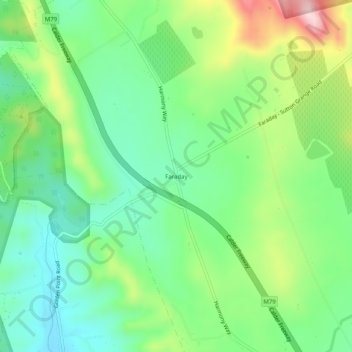 Mapa topográfico Faraday, altitud, relieve