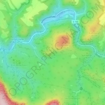 Mapa topográfico Hebamme, altitud, relieve