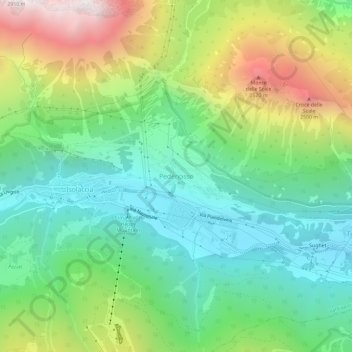 Mapa topográfico Pedenosso, altitud, relieve