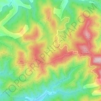 Mapa topográfico Saint-Guillaume, altitud, relieve